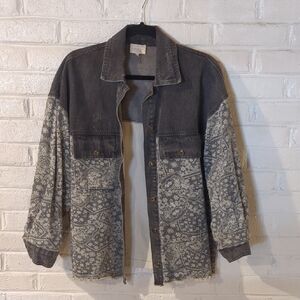 Entro Gray and White Jean Jacket